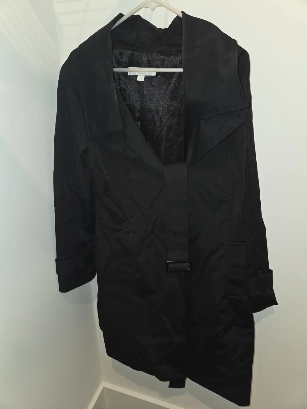 New York & Company Black Belted Trench Coat Size XL